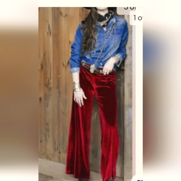 RED Velvet Wide leg slouch Boho pants, by COSTES rebel Europe. New, Sz X… - Picture 15 of 15